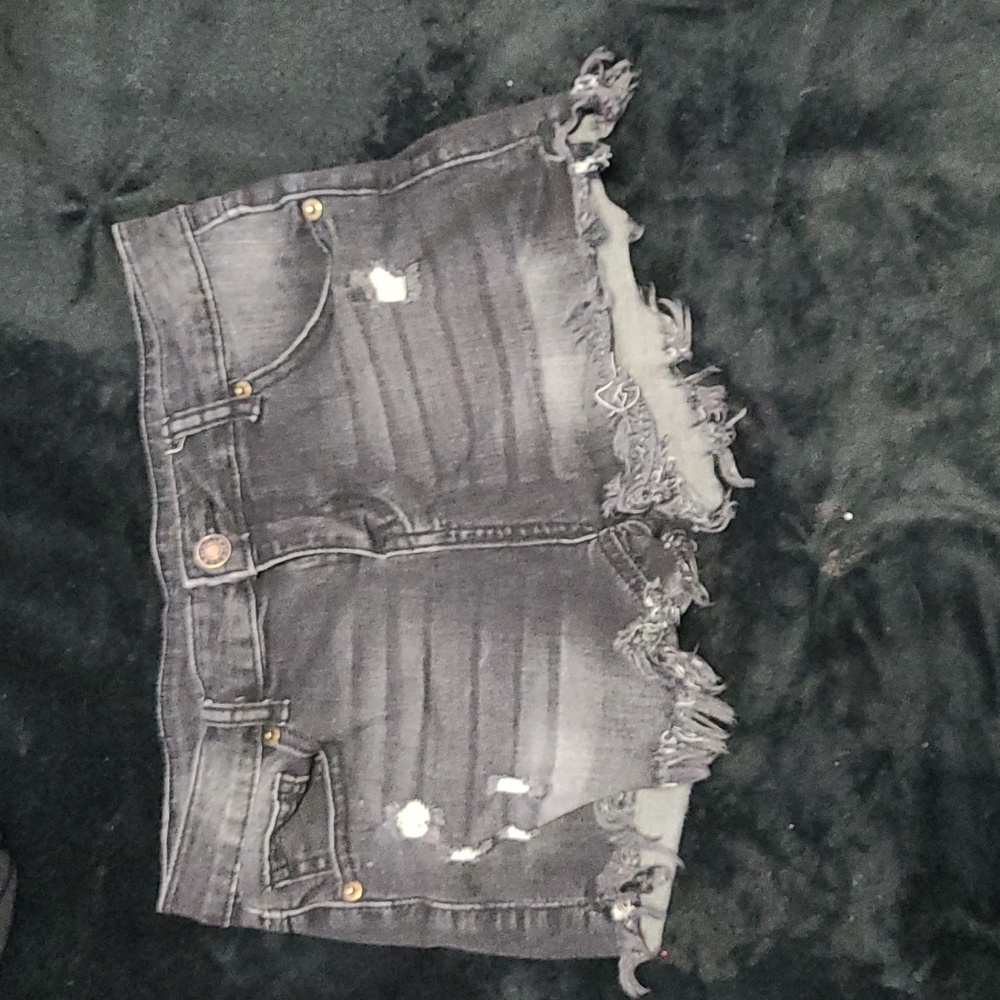 black denim low rise shorts